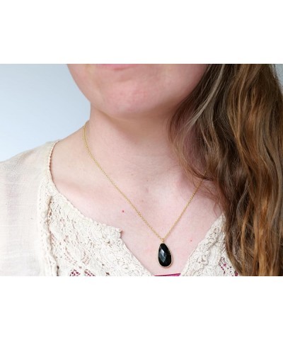 Semi-Precious Gemstone Pendants in Sterling Silver or 14k Gold-Plated with 18" Long Adjustable Chain Black Onyx $19.22 Necklaces