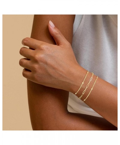 Gold Bracelets for Women 14K Gold Plated Bracelet Stack Dainty Gold Bracelet Set Cute Simple Rope Paperclip Herringbone Link ...