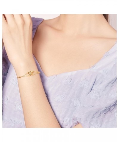 24K Solid Gold Bracelet for Women, Real Gold Chain Bracelet Dainty Jewelry Fashion Crown 999 Yellow Gold Link Bracelet for Mo...