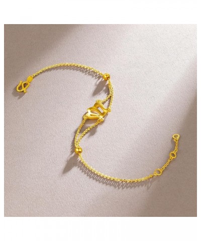 24K Solid Gold Bracelet for Women, Real Gold Chain Bracelet Dainty Jewelry Fashion Crown 999 Yellow Gold Link Bracelet for Mo...