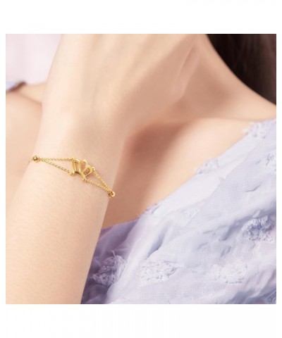 24K Solid Gold Bracelet for Women, Real Gold Chain Bracelet Dainty Jewelry Fashion Crown 999 Yellow Gold Link Bracelet for Mo...