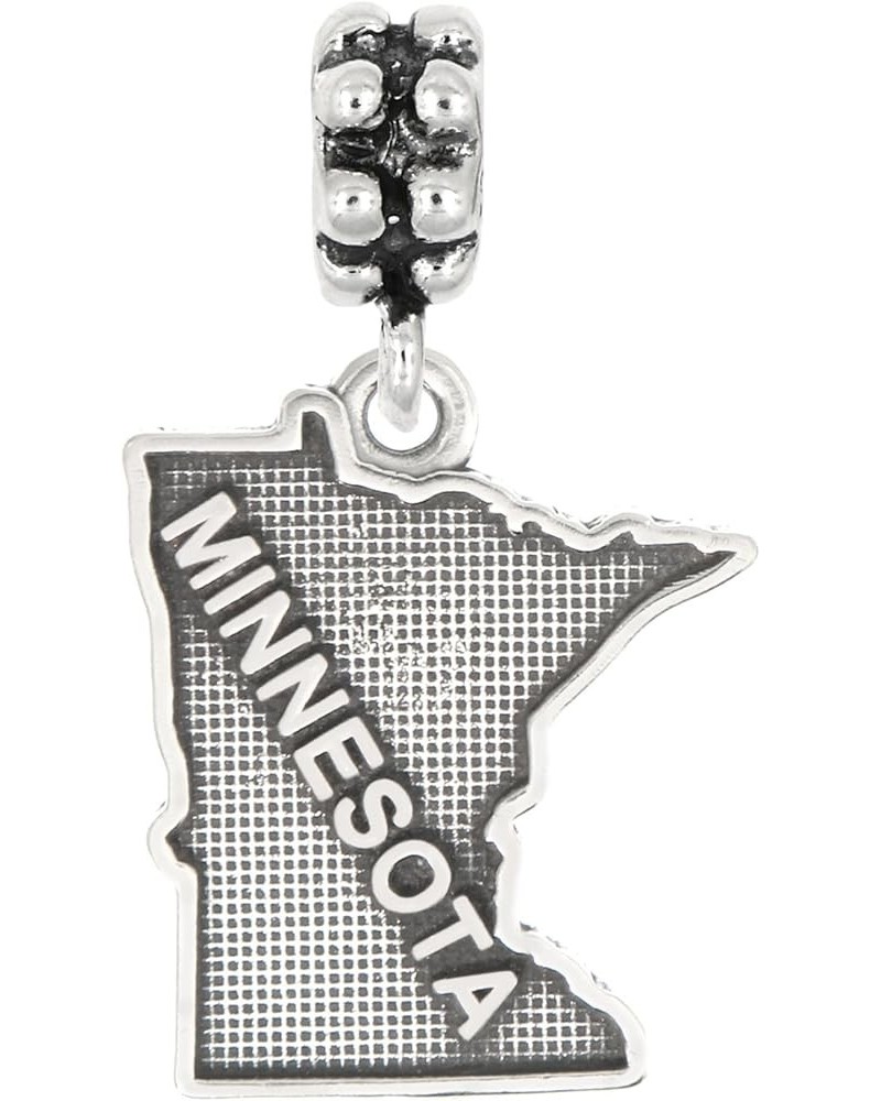 Sterling Silver Oxidized Minnesota Charm -with Options Dangle Bead $13.64 Bracelets