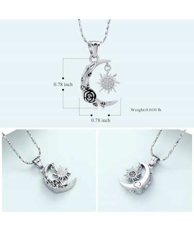 Cremation Jewelry for Ashes Crescent Moon and Sun Urn Necklace for Women Men Stainless Steel Memorial Rose Flower Ashes Penda...