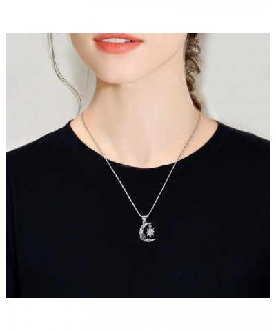 Cremation Jewelry for Ashes Crescent Moon and Sun Urn Necklace for Women Men Stainless Steel Memorial Rose Flower Ashes Penda...