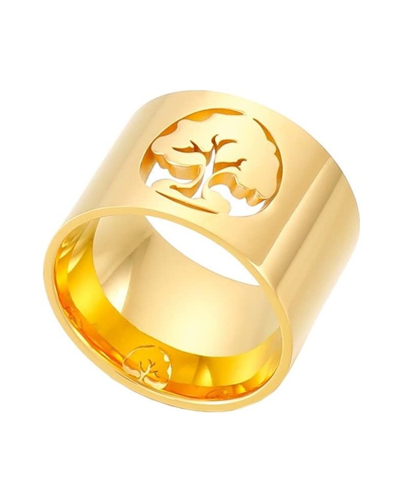 Women's Stainless Steel Hollow Tree of Life Ring Simple Wedding Engagement Band for Girl style B gold $7.41 Men's Jewelry