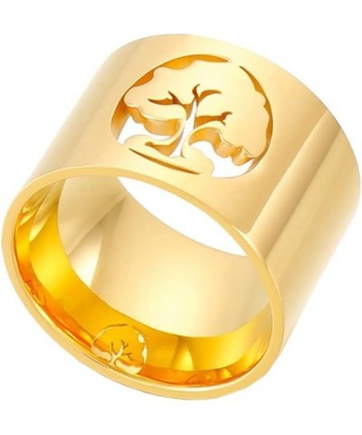 Women's Stainless Steel Hollow Tree of Life Ring Simple Wedding Engagement Band for Girl style B gold $7.41 Men's Jewelry