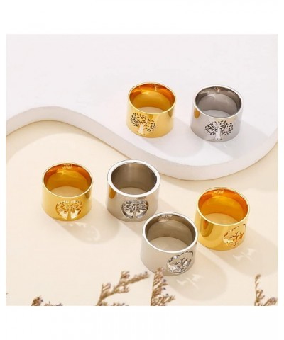 Women's Stainless Steel Hollow Tree of Life Ring Simple Wedding Engagement Band for Girl style B gold $7.41 Men's Jewelry