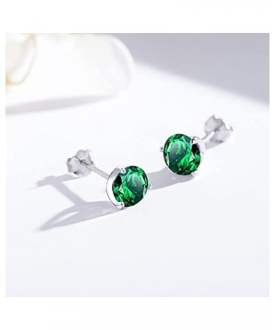 Birthstone Stud Earrings 925 Sterling Silver Stud Birthstone Earrings Cubic Zirconia Earrings Jewelry Gifts Green-May $17.15 ...