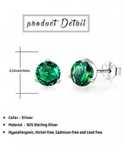 Birthstone Stud Earrings 925 Sterling Silver Stud Birthstone Earrings Cubic Zirconia Earrings Jewelry Gifts Green-May $17.15 ...