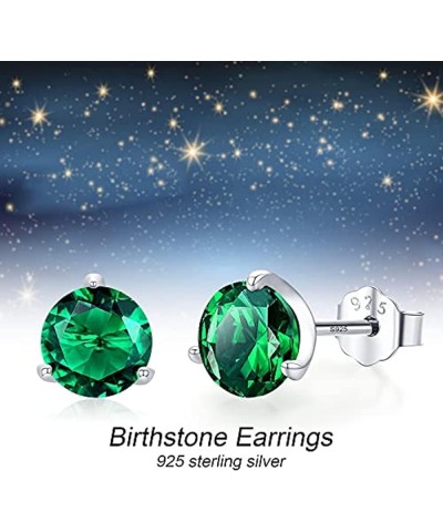 Birthstone Stud Earrings 925 Sterling Silver Stud Birthstone Earrings Cubic Zirconia Earrings Jewelry Gifts Green-May $17.15 ...