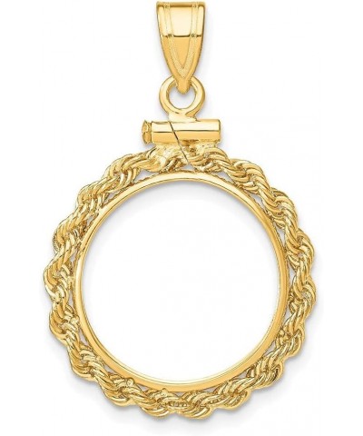 Gold Coin Bezel Pendant Mounting - 13mm 14mm 15mm - Coin Size - Rope Frame Design - 14K Yellow Gold - Screw Top with Bail Coi...