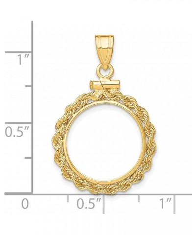 Gold Coin Bezel Pendant Mounting - 13mm 14mm 15mm - Coin Size - Rope Frame Design - 14K Yellow Gold - Screw Top with Bail Coi...