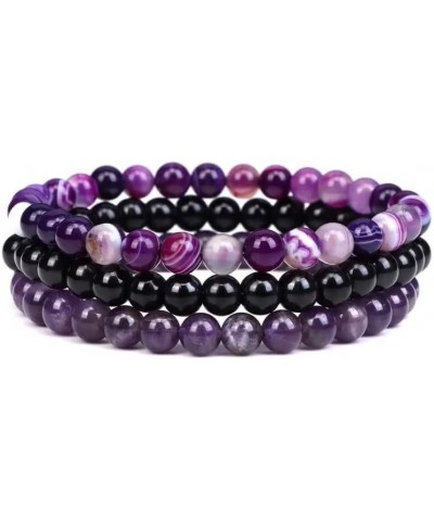 3Pcs 8mm Semi-Precious Gemstones Beaded Bracelets Healing Crystal Stone Bracelet for Women Men Stretch Round Beaded Bracelets...