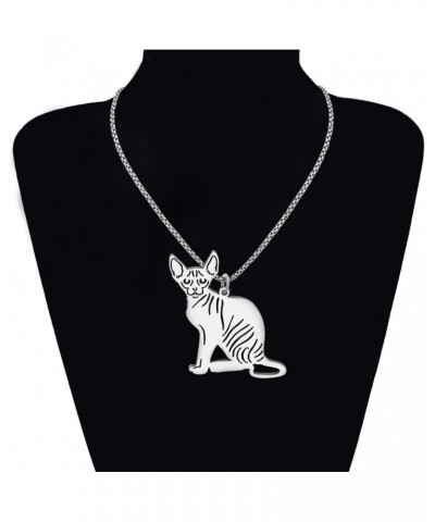 Cute Cat Necklace Chains Charms Stainless Steel 18K Gold Cat Pendant Necklace for Cat Lovers Women Girls Jewelry Gifts Silver...