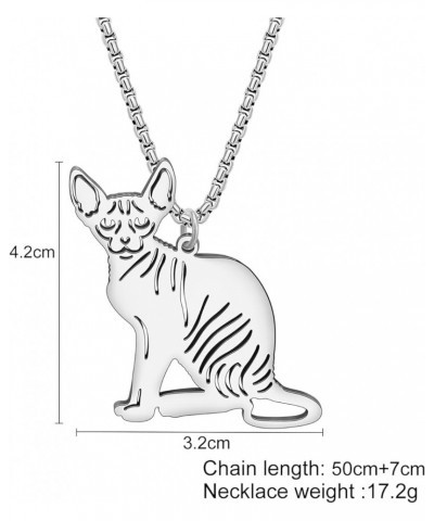 Cute Cat Necklace Chains Charms Stainless Steel 18K Gold Cat Pendant Necklace for Cat Lovers Women Girls Jewelry Gifts Silver...