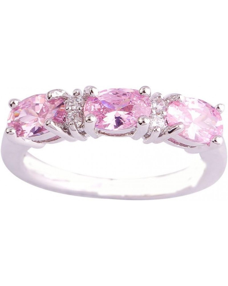 925 Sterling Silver Natural Novelty Filled Sapphire Quartz Topaz Engagement Wedding Ring US6 D_Pink $4.79 Others