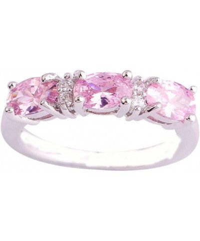 925 Sterling Silver Natural Novelty Filled Sapphire Quartz Topaz Engagement Wedding Ring US6 D_Pink $4.79 Others