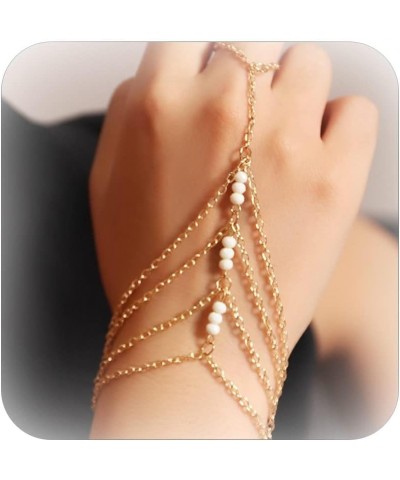 Hand Chain Snake Bracelet for Women Finger Ring Bracelet Slave Hand Harness Bracelets Snake Hand Jewelry for Party L-Gold-Lin...