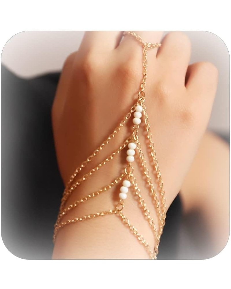 Hand Chain Snake Bracelet for Women Finger Ring Bracelet Slave Hand Harness Bracelets Snake Hand Jewelry for Party L-Gold-Lin...