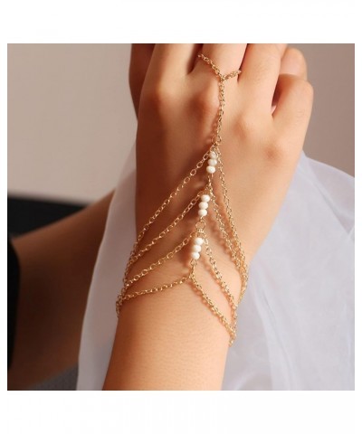 Hand Chain Snake Bracelet for Women Finger Ring Bracelet Slave Hand Harness Bracelets Snake Hand Jewelry for Party L-Gold-Lin...