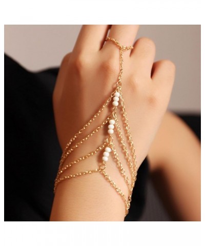 Hand Chain Snake Bracelet for Women Finger Ring Bracelet Slave Hand Harness Bracelets Snake Hand Jewelry for Party L-Gold-Lin...