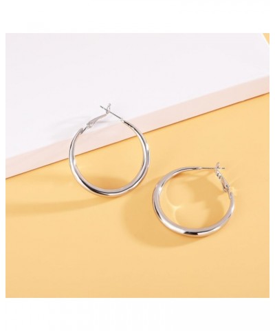 6 Pairs S925 Large Hoop Earrings for Women Oversize Big Hoop Earrings Thick Chunky Earrings Hypoallergenic Earrings Huggie Ho...