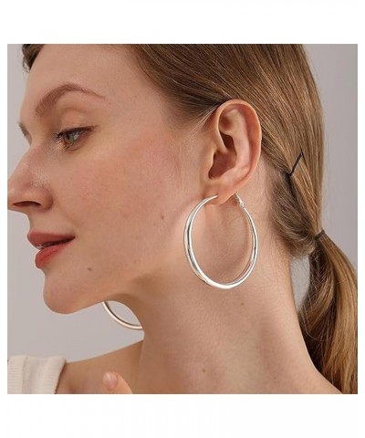 6 Pairs S925 Large Hoop Earrings for Women Oversize Big Hoop Earrings Thick Chunky Earrings Hypoallergenic Earrings Huggie Ho...