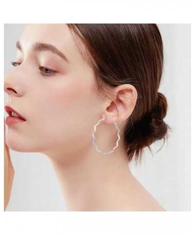 6 Pairs S925 Large Hoop Earrings for Women Oversize Big Hoop Earrings Thick Chunky Earrings Hypoallergenic Earrings Huggie Ho...