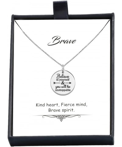 Sterling Silver Believe Strength Message Inspirational Pendant Necklace for Women Teen Believe Massage $14.30 Necklaces