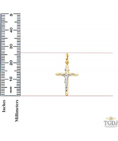 Solid 14K Gold Figaro Chain Two-Tone Cross Pendant Crucifix Necklace - Choose Length 14" to 24 24.0 Inches Figaro - 2.3 mm $7...