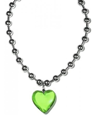 Chunky Puffy Heart Choker Necklace - Big Heart Pendant Round Bead Chain Heart Necklaces For Women Teen Girls Y2k Trendy Jewel...