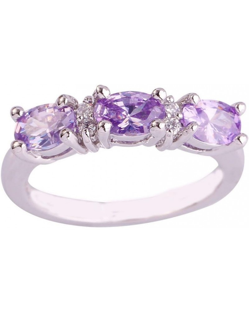 925 Sterling Silver Natural Novelty Filled Sapphire Quartz Topaz Engagement Wedding Ring US7 D_Purple $4.79 Others