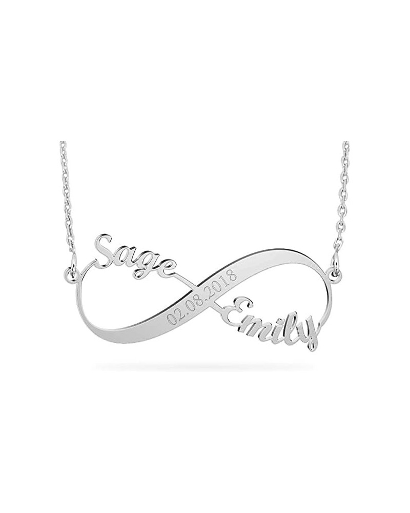 1-8 Names Infinity Necklace Personalized for Women 925 Sterling Silver Custom Name Necklace 1-8 Name Infinity Pendant Necklac...