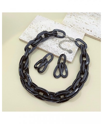 Double Layer Acrylic Resin Link Collar Necklaces Chunky Chain Collar Necklace Statement Fashion Paperclip Oval Choker Chain J...