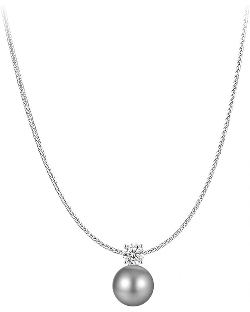 Single Pearl Pendant Necklace Cubic Zircon Women's Necklace Women's Necklace Gift Fashion Jewelry Gray $12.18 Necklaces