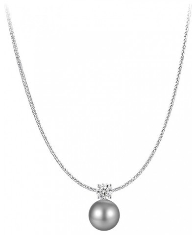 Single Pearl Pendant Necklace Cubic Zircon Women's Necklace Women's Necklace Gift Fashion Jewelry Gray $12.18 Necklaces