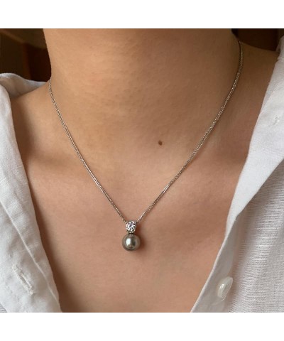 Single Pearl Pendant Necklace Cubic Zircon Women's Necklace Women's Necklace Gift Fashion Jewelry Gray $12.18 Necklaces