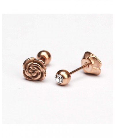 Dinosaur Earrings Screw on ball 20G piercing earrings Surgical steel Stud Earring/dino earrings… Flower Rose & Rosegold $11.2...