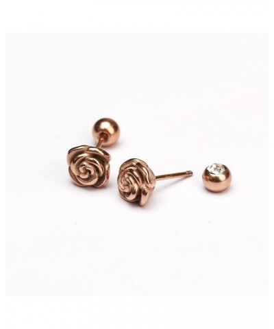 Dinosaur Earrings Screw on ball 20G piercing earrings Surgical steel Stud Earring/dino earrings… Flower Rose & Rosegold $11.2...