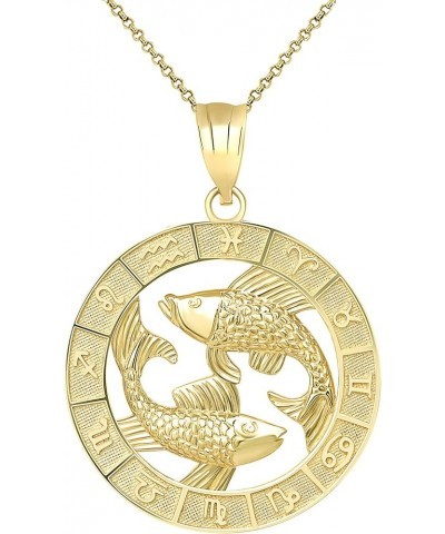 14k Yellow Gold Zodiac Pendant Necklace 16.0 Inches Pisces $92.39 Necklaces