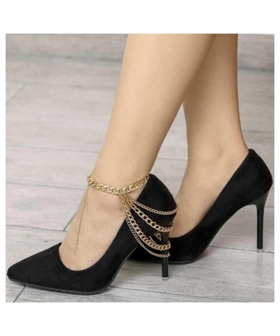 Punk Layered Anklets Gold Tassel Ankle Chain High heels Chain Bar NightClub Party Foot Chains Jewelry for Women and Girls(Pac...