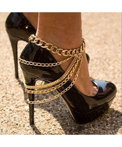 Punk Layered Anklets Gold Tassel Ankle Chain High heels Chain Bar NightClub Party Foot Chains Jewelry for Women and Girls(Pac...