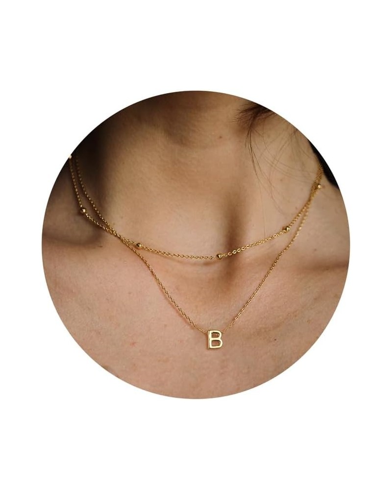 Dainty Initial Necklaces for Women Girls - 14K Gold/White Gold Plated Letter A-Z Necklace | Minimalist Monogram Necklace | Pr...