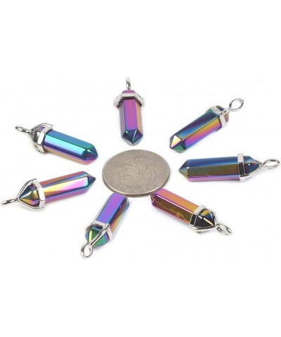 Natural Gemstone Hexagonal Pointed Reiki Chakra Pendant Genuine Leather Necklace 18 Metallic Rainbow Coated Hematite $7.34 Ne...