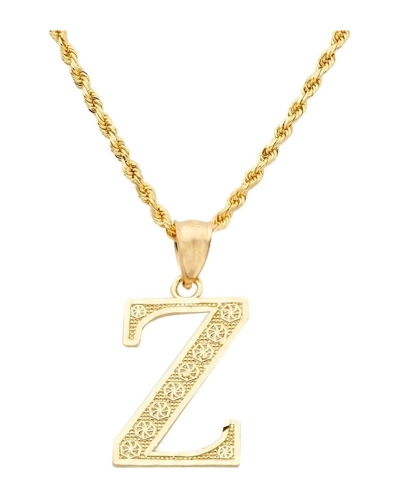 10K Yellow Gold Diamond Cut A to Z Alphabet Initial Letter Charm Pendant (Large Size) Z $46.42 Pendants