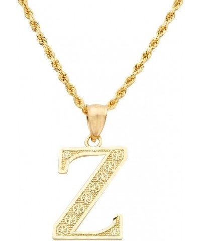 10K Yellow Gold Diamond Cut A to Z Alphabet Initial Letter Charm Pendant (Large Size) Z $46.42 Pendants