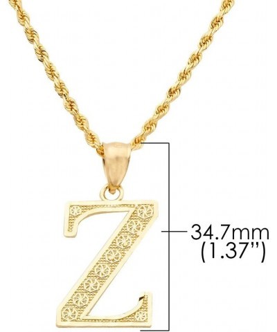 10K Yellow Gold Diamond Cut A to Z Alphabet Initial Letter Charm Pendant (Large Size) Z $46.42 Pendants