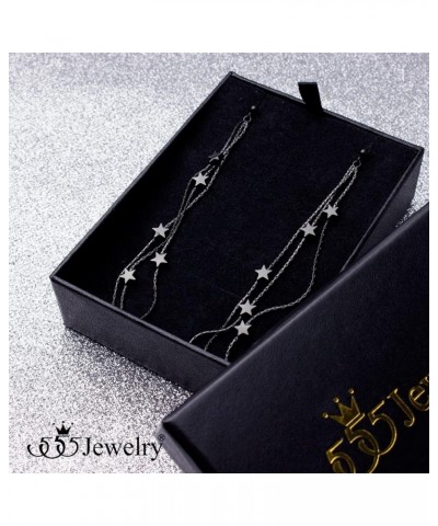 Stainless Steel Dangle Drop Long Sparkly Stars Earrings for Women Black $10.12 Earrings