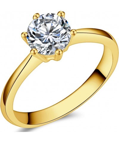 Size 3-13 1.0 Carat Classical Stainless Steel Solitaire Wedding Engagement Proposal Statement Ring Gold $8.69 Rings