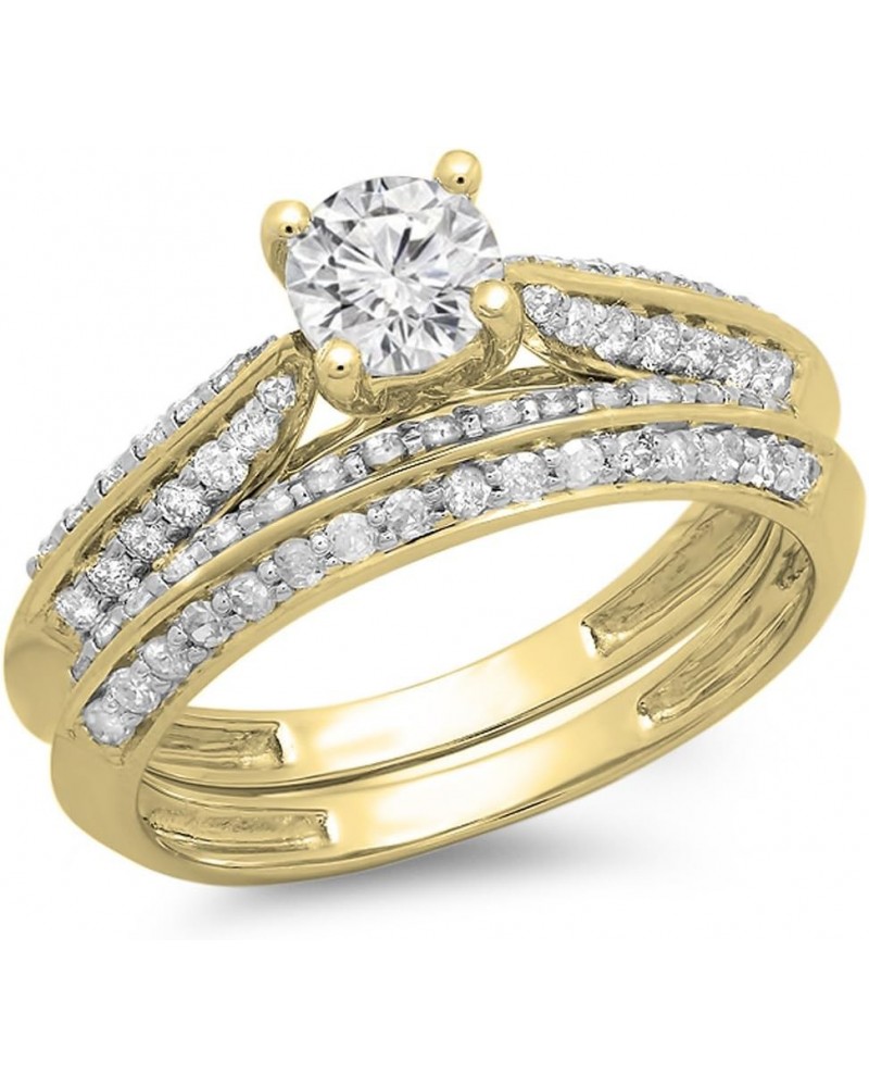 1.00 Carat (ctw) 14K Gold Round Diamond Ladies Bridal Engagement Ring With Matching Band Set 1 CT yellow-gold $548.66 Sets